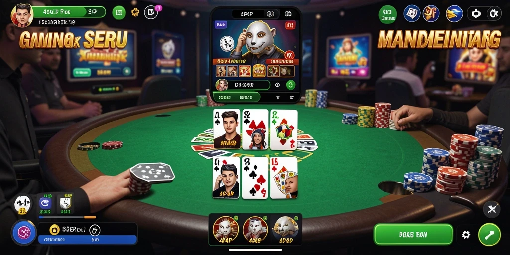 Screenshot gameplay 4P4P menampilkan pemain sedang berkompetisi di meja poker.