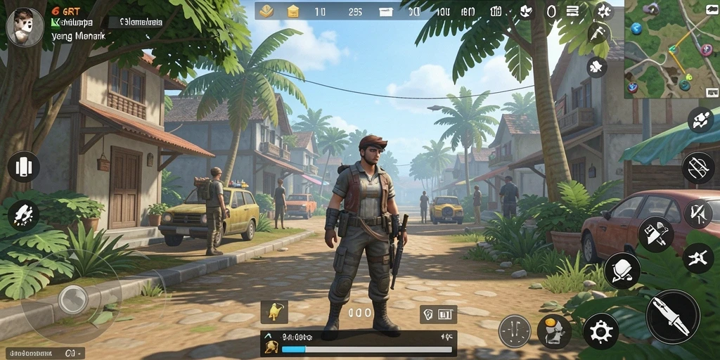 Tampilan gameplay 6RT dengan karakter berinteraksi dalam dunia simulasi.