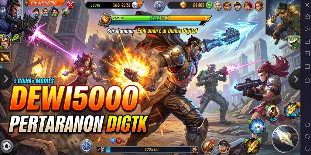 Gameplay DEWI5000 yang penuh aksi dan pertarungan menarik.