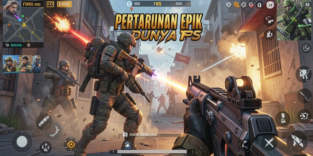 Tangkapan layar menunjukkan aksi tembak-menembak yang intens di game FW66.