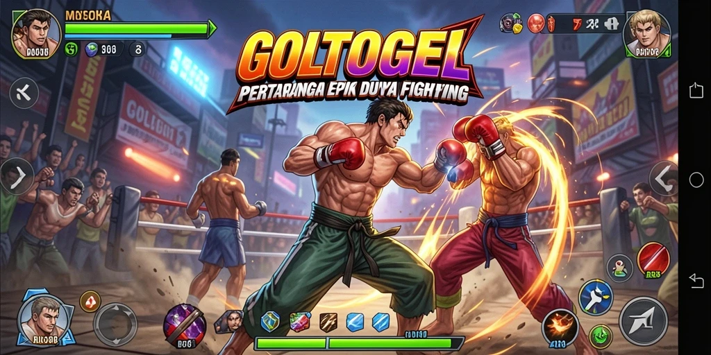 Tangkapan layar utama GOLTOGEL menampilkan pertarungan yang seru dan mendebarkan.