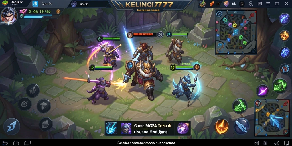 Tangkapan layar gameplay seru KELINCI777 di arena MOBA.