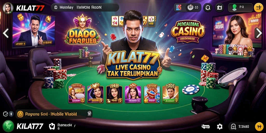 Tampilan permainan KILAT77 dengan dealer live yang interaktif.