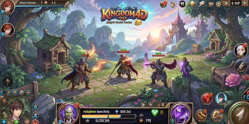 Tampilan gameplay epik dari kerajaan dalam KINGDOM4D.