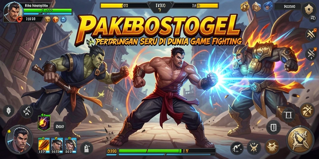Tampilan gameplay PAKBOSTOGEL saat karakter bertarung dengan seru.