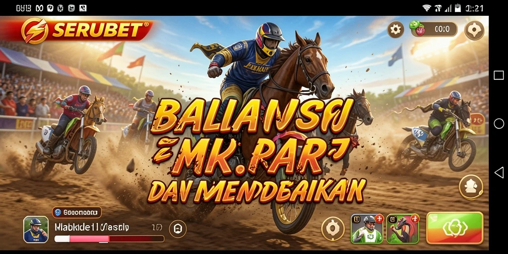 Tampilan mendebarkan dari gameplay balapan di SERUBET.